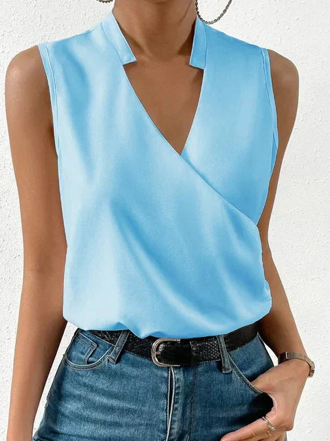 Portia – Sleeveless Draped Wrap Top for Women