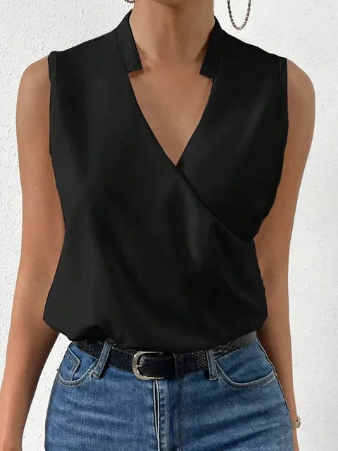 Portia – Sleeveless Draped Wrap Top for Women