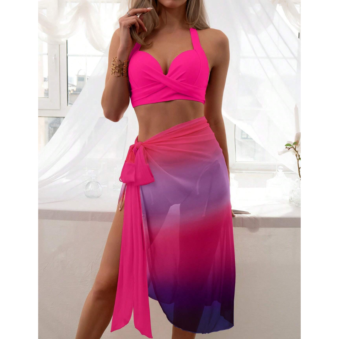 Felice - 3-Piece Ombre Wrap Bikini Set