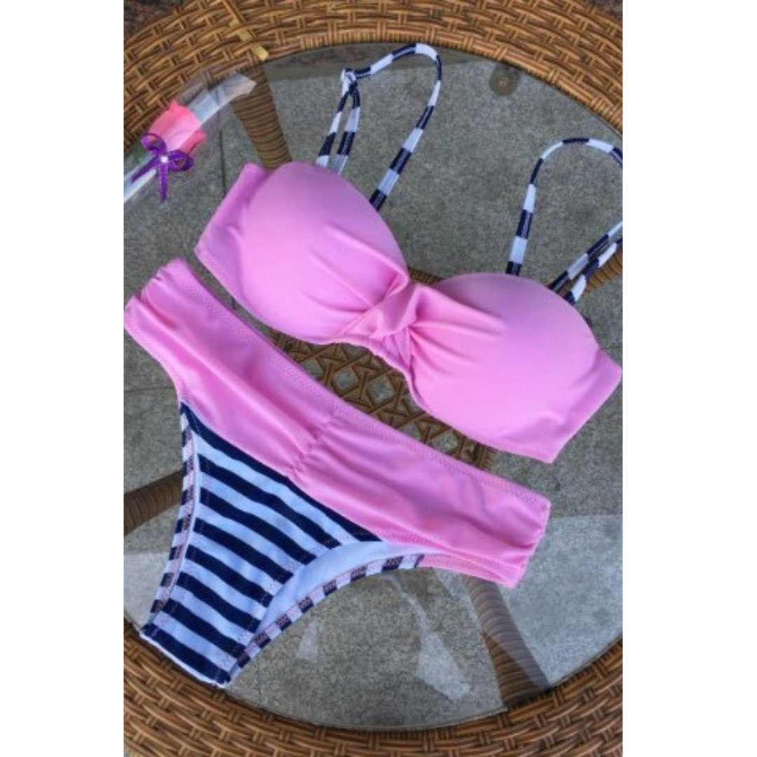 Naya – Two-Tone Ruched Bikini Set