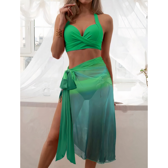 Felice - 3-Piece Ombre Wrap Bikini Set