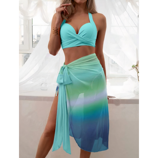 Felice - 3-Piece Ombre Wrap Bikini Set