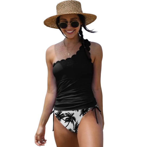 Kess - One-Shoulder Tropical Tankini for Women