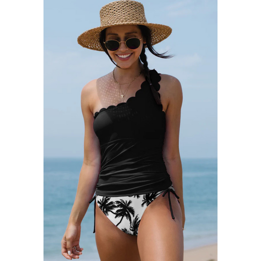 Kess - One-Shoulder Tropical Tankini for Women
