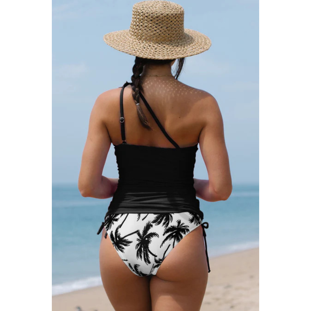 Kess - One-Shoulder Tropical Tankini for Women