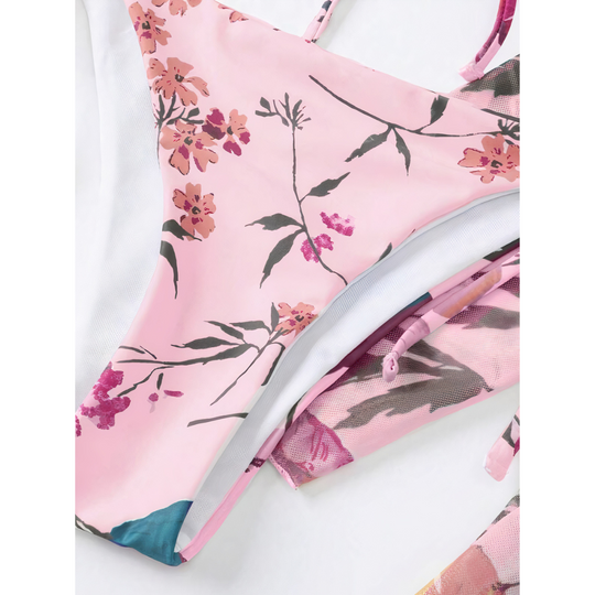 Blythe - 3-Piece Floral Mesh Bikini Set