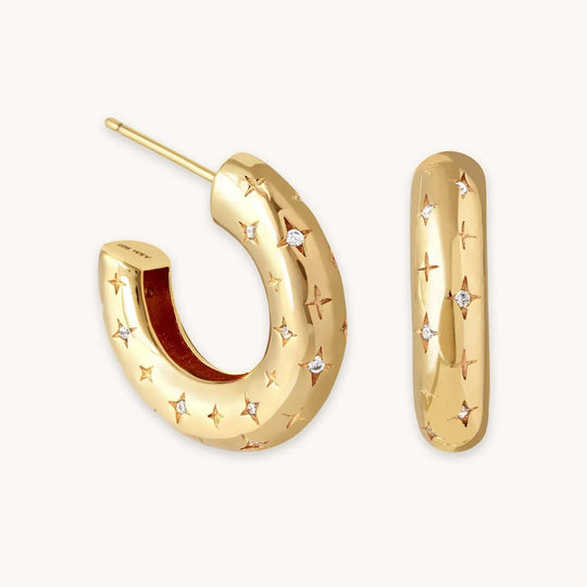 Farrah – Star-Studded Gold Hoop Earrings