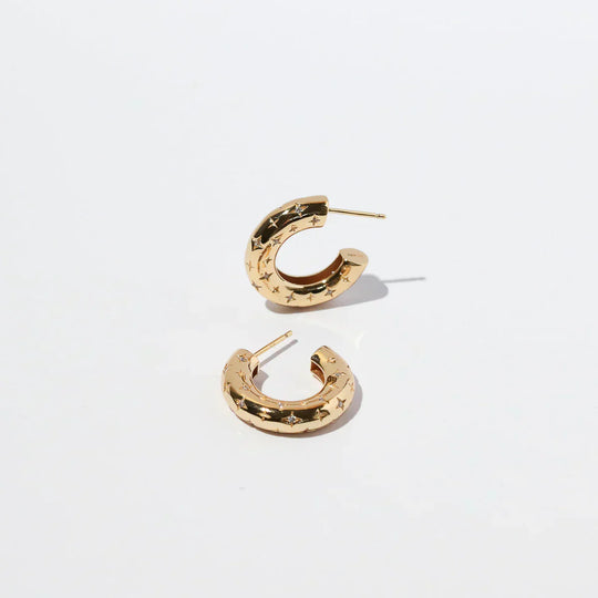 Farrah – Star-Studded Gold Hoop Earrings