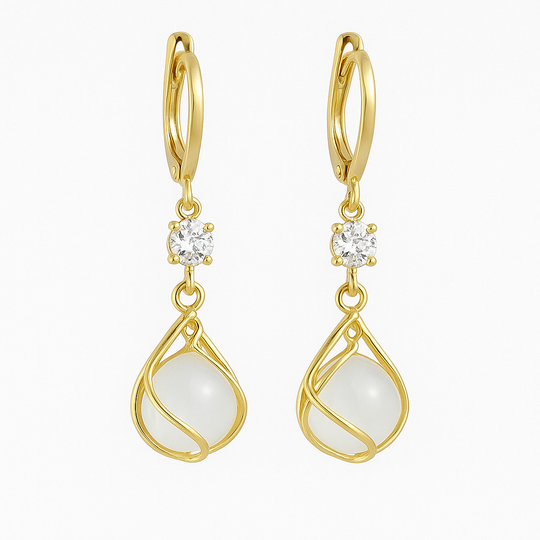 Vintage Wit Opal Dangle Gold Earrings