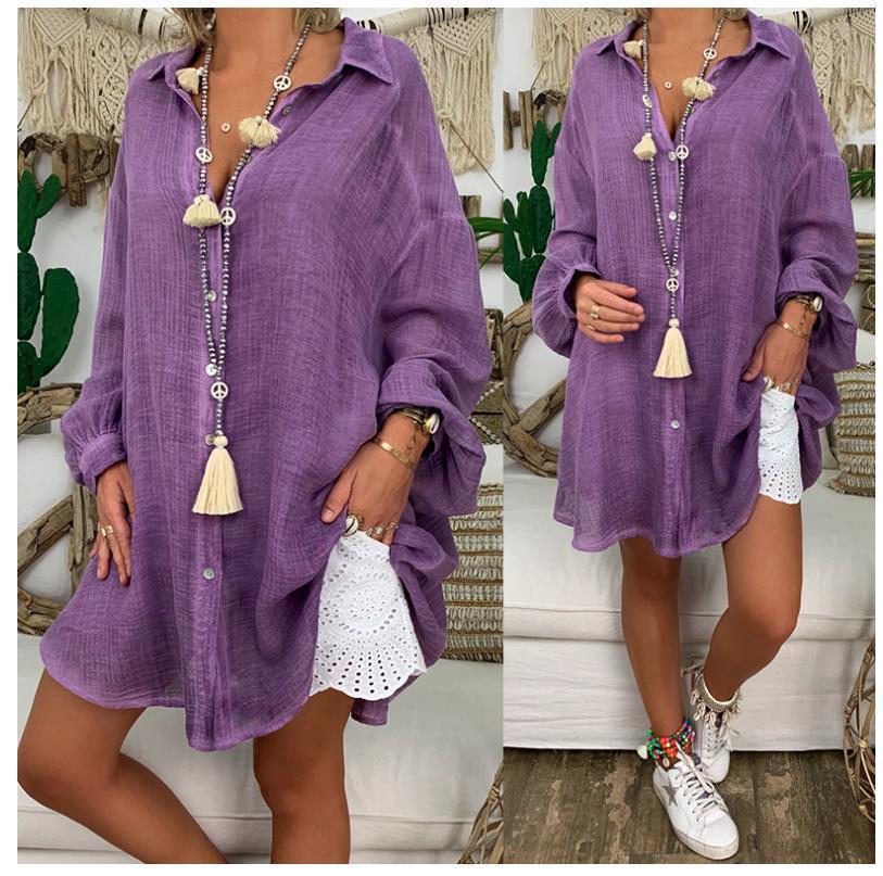 Elara – Oversized cotton and linen tunic for women