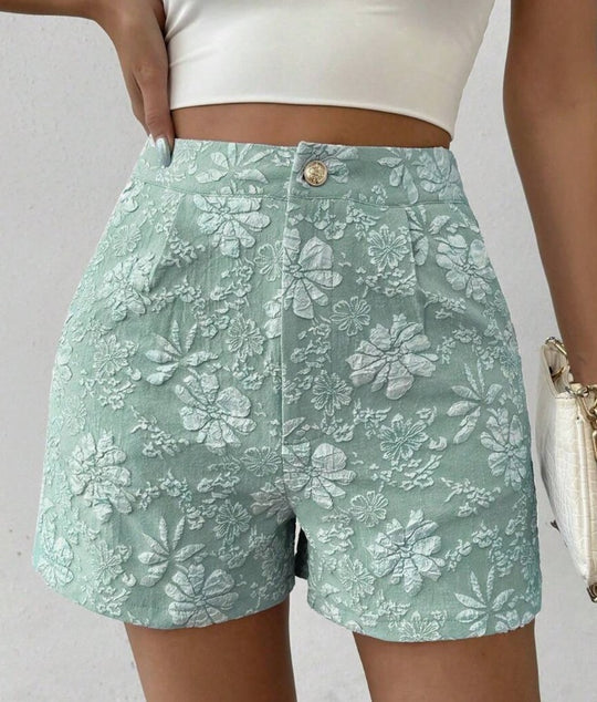 Ella - Floral Embroidered High Waist Shorts for Women