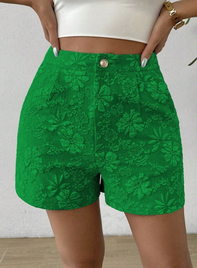 Ella - Floral Embroidered High Waist Shorts for Women