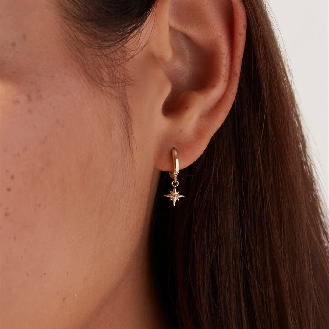 Briana – Gold Hoop Earrings with Star Charm