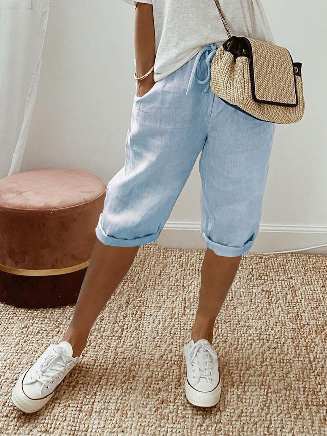 Theo – Men's casual cotton and linen bermuda shorts