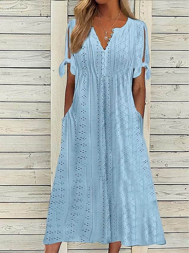 Alina - Cotton summer dress with eyelets for women