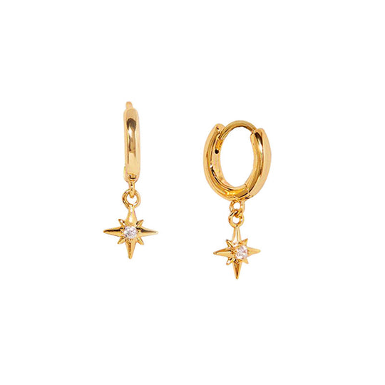 Briana – Gold Hoop Earrings with Star Charm