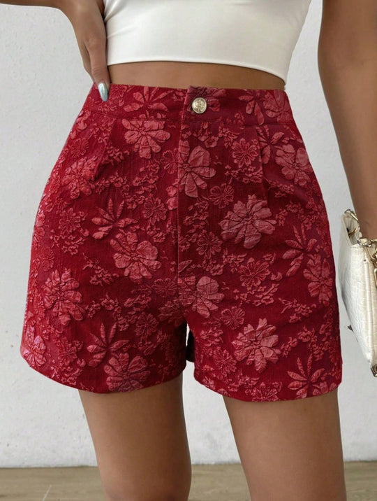 Ella - Floral Embroidered High Waist Shorts for Women
