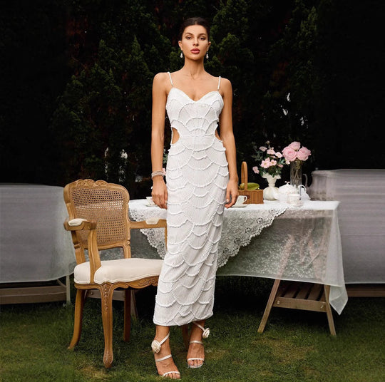 Leisha – Strapless Lace Midi Dress for Women