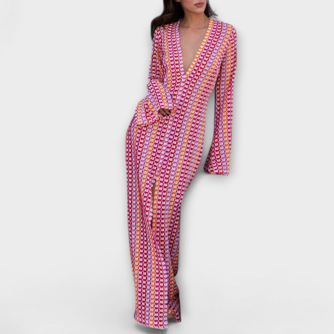 Eliora – Maxi Dress with V-Neck and Vacation Flair
