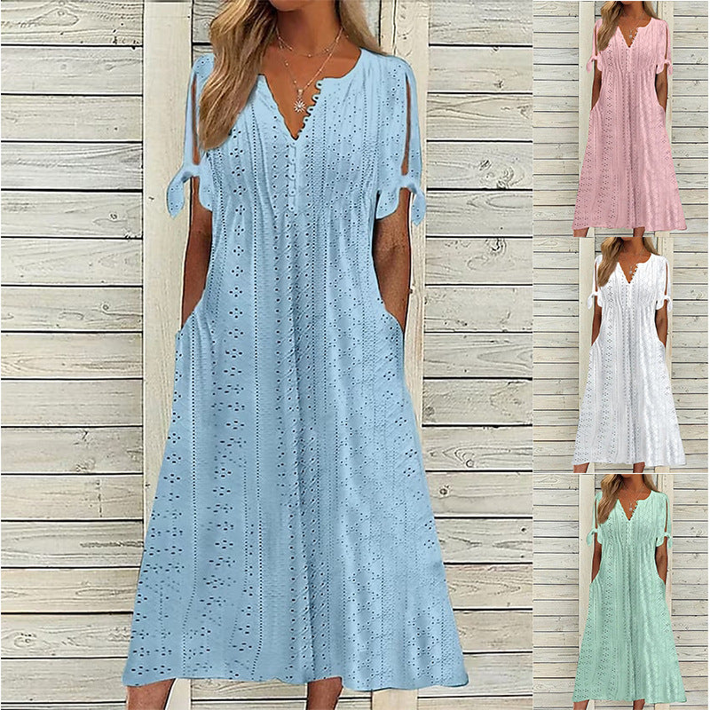 Alina - Cotton summer dress with eyelets for women