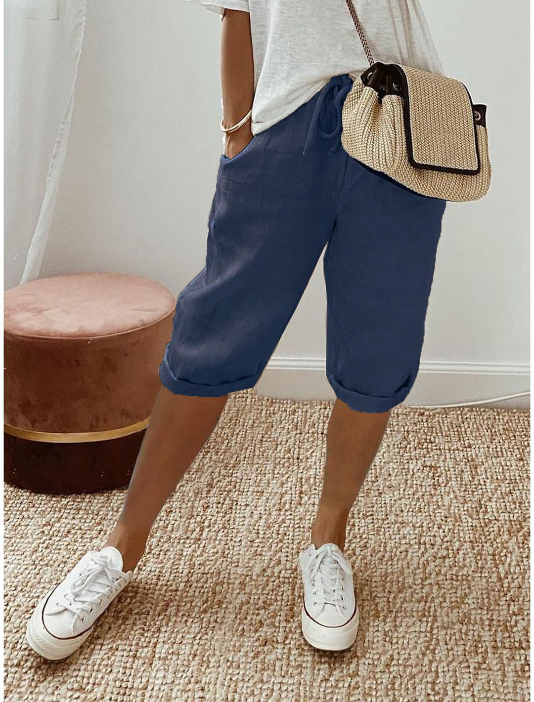 Theo – Men's casual cotton and linen bermuda shorts