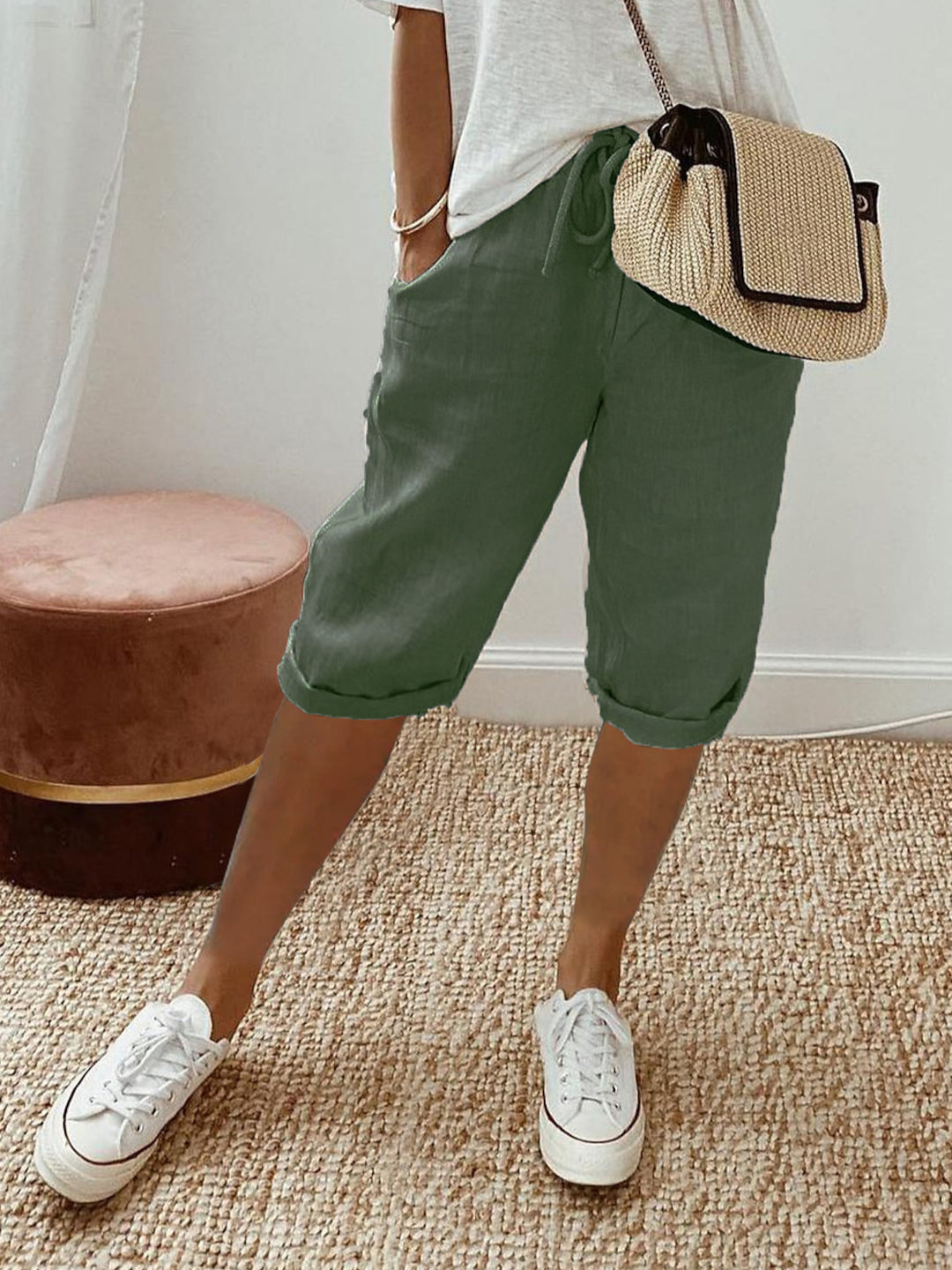 Theo – Men's casual cotton and linen bermuda shorts