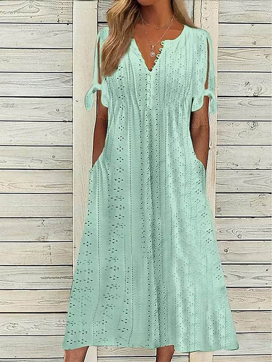 Alina - Cotton summer dress with eyelets for women