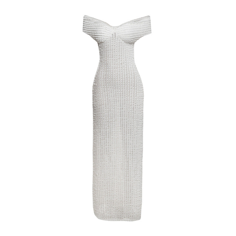 Pavla – Off-Shoulder Knit Back-Tie Gown for Women