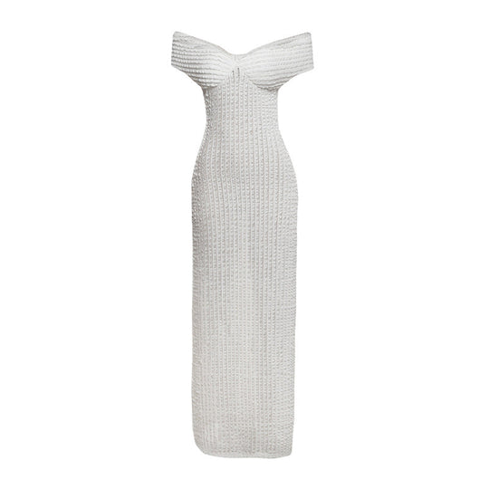Pavla – Off-Shoulder Knit Back-Tie Gown for Women
