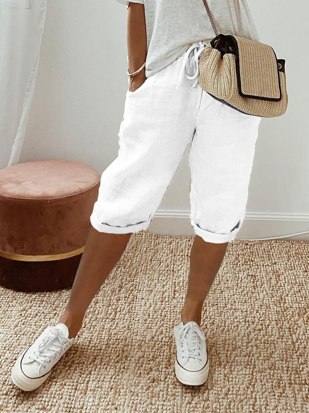 Theo – Men's casual cotton and linen bermuda shorts