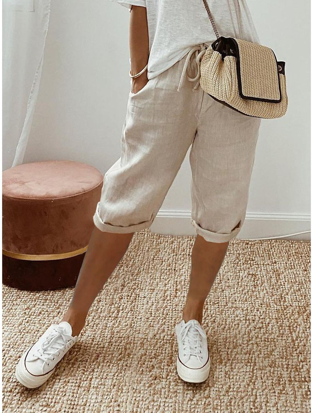 Theo – Men's casual cotton and linen bermuda shorts