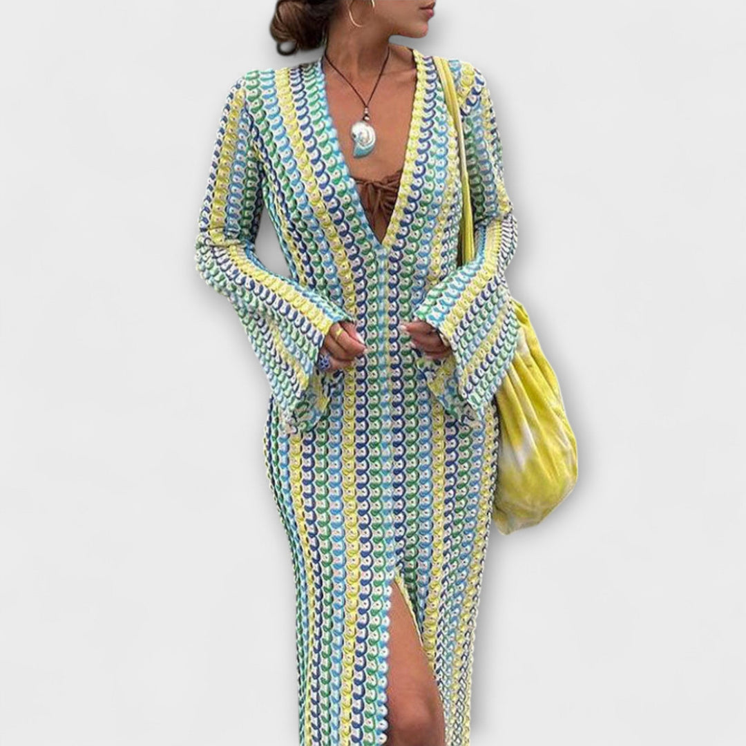 Eliora – Maxi Dress with V-Neck and Vacation Flair