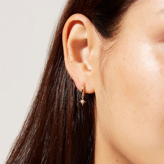 Briana – Gold Hoop Earrings with Star Charm