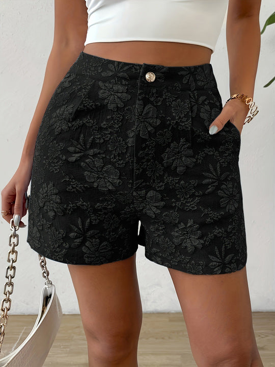 Ella - Floral Embroidered High Waist Shorts for Women