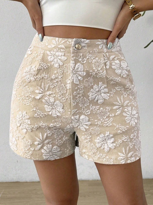 Ella - Floral Embroidered High Waist Shorts for Women
