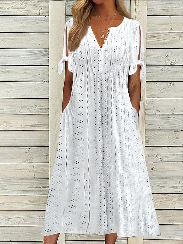 Alina - Cotton summer dress with eyelets for women