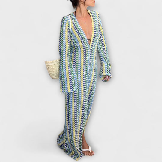 Eliora – Maxi Dress with V-Neck and Vacation Flair