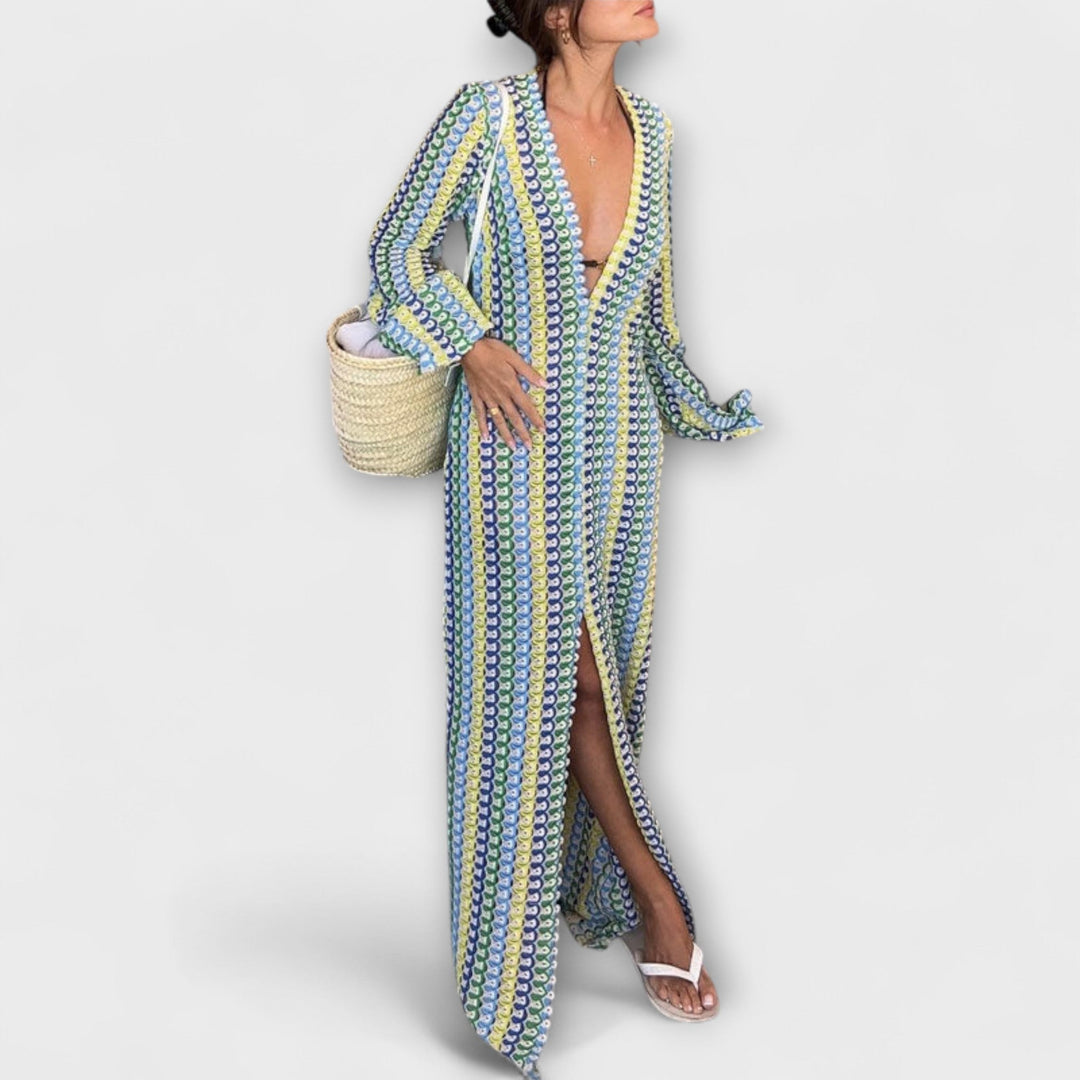 Eliora – Maxi Dress with V-Neck and Vacation Flair