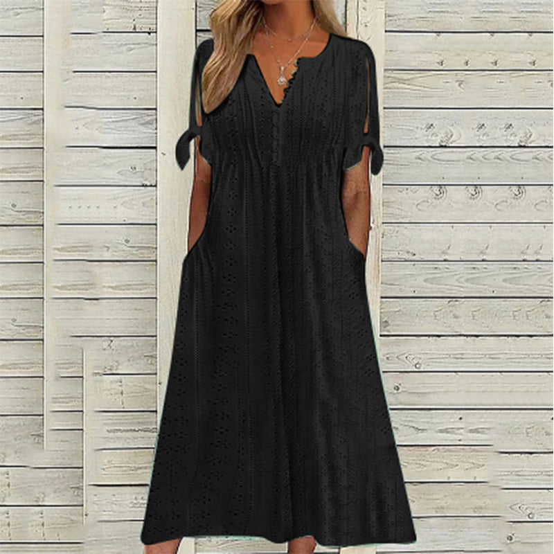 Alina - Cotton summer dress with eyelets for women