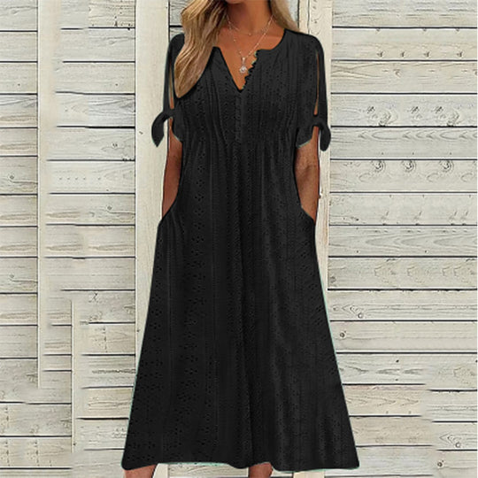 Alina - Cotton summer dress with eyelets for women