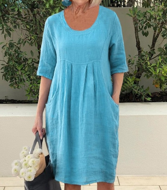 Evelina – Linen Dress with Pockets for Women