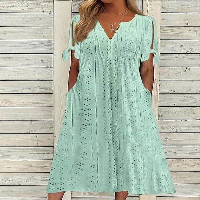 Alina - Cotton summer dress with eyelets for women