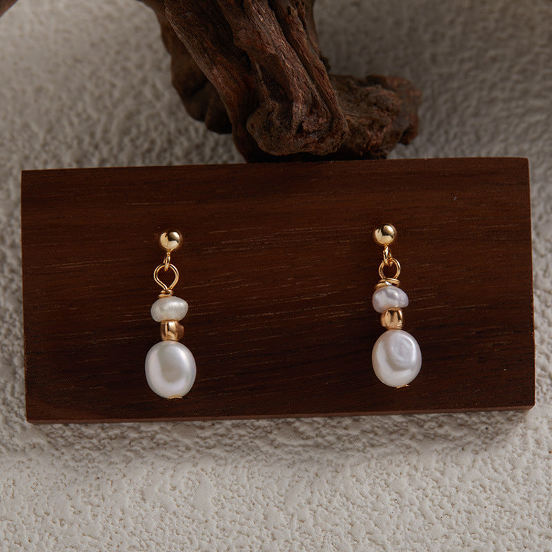 Angellie – Gold & Pearl Drop Earrings
