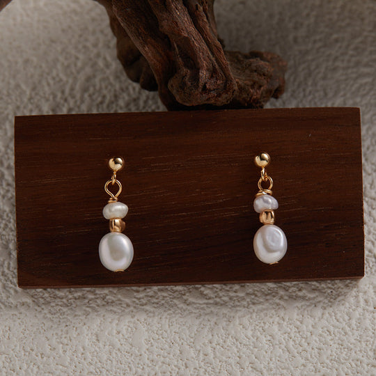 Angellie – Gold & Pearl Drop Earrings