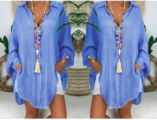 Elara – Oversized cotton and linen tunic for women