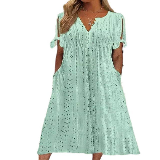 Alina - Cotton summer dress with eyelets for women