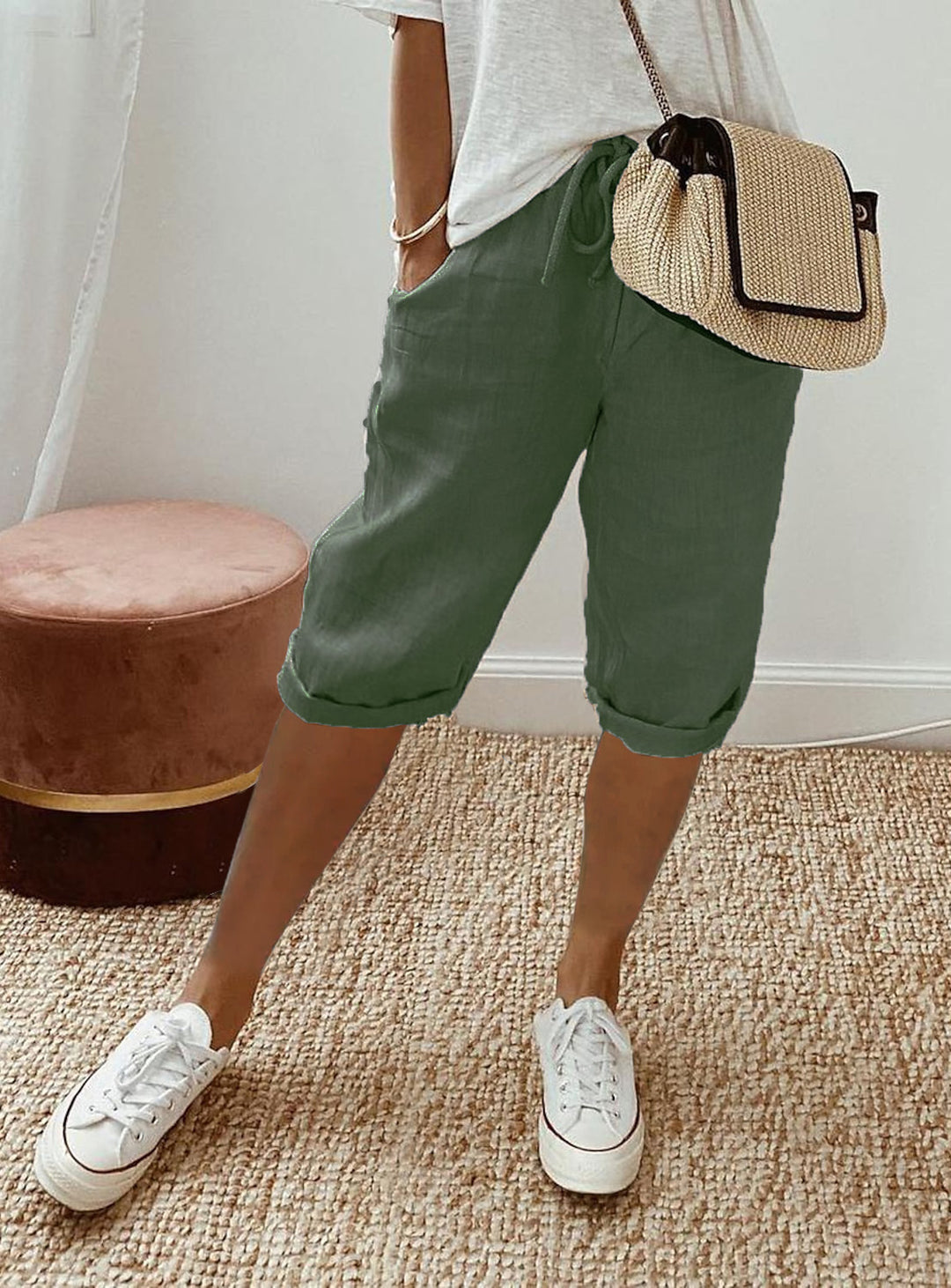 Theo – Men's casual cotton and linen bermuda shorts