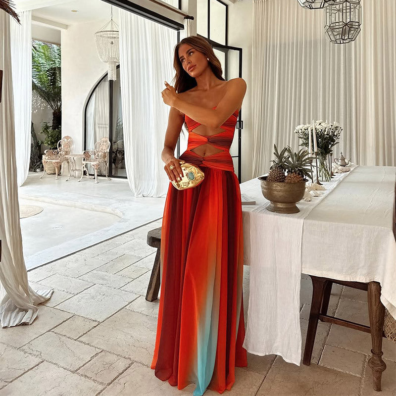 Bonnie – Strapless Colorblock Maxi Dress