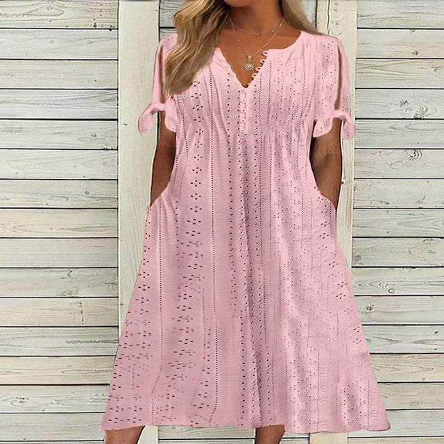 Alina - Cotton summer dress with eyelets for women