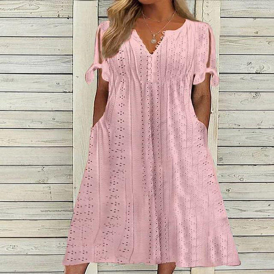 Alina - Cotton summer dress with eyelets for women